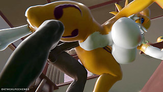 Furry MILF Renamon  Fucked Hard and Creampied -Compilation