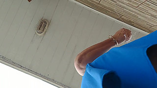 Leave My Cell Phone Recording My Stepmom While Cleaning the Sidewalk