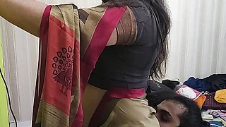 Vaishnavy ass lick in saree by Sharun Raj, Mallu couple hot saree ass romance, Hot girl ass kiss and rub by mallu boy, Romance