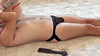 Double Femdom Cuck Punishment - Mars Solo and Misty Addams Punish Their Submissive Cuck Island Boy with Floggers, Paddles, Spank