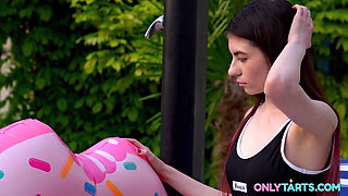 Hot Summer Threesome - Stepbrother Shares Stepsister's Pussy with Friend