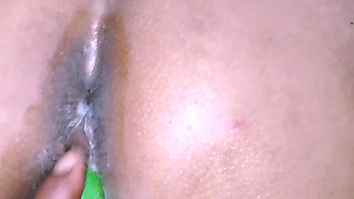 Pooja put a bottle in wife's pussy, inserted cucumber in her ass, pussy and ass exploded.