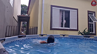 Your Slut Neighbor Showing Herself in the Pool