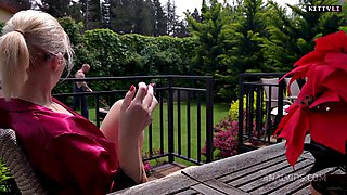 Blonde Wife Busted with Gardener, Husband Joins for Rough DP Anal