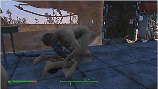 Brothel With Glass Windows - The Work of Prostitutes in a Fallout 4 Porno Game, Lesbian Strapon