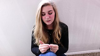 Perfect blond making solo masturbation