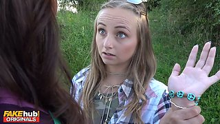 Milf piano educator with perfect Big Tits bangs college girl on camping excursion - fakehub