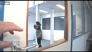 Office Chick Cuffed and Cleavegagged