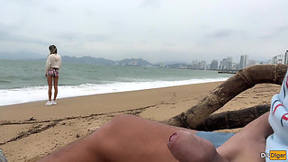 I See You Jerking off to Me and I Want to Help You Cum! - Cock Flashing on a Beach