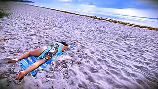 Hairy MILF Gets Fingered by Stranger on Public Beach - Big Natural Tits & Perfect Ass