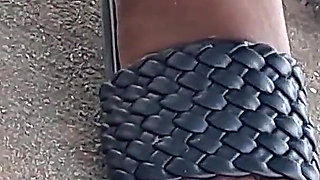 Hot Fudge Tasty Feet Left Foot Wrapped at the Bus Stop