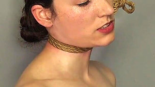 Slave Mila Tied to Post by Neck Rope Tries to Distract Herself by Reaching Multiple Orgasms While Balancing on Tiptoes (1080p)