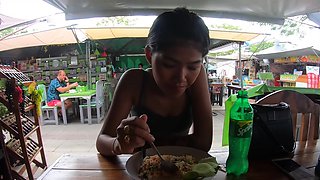 Hot Thai teen asks BF to feed her pussy