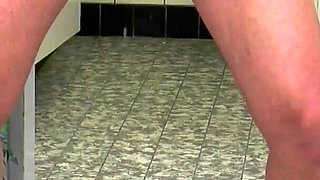 Nasty blonde gives a hard piss in the bathroom to her fucker
