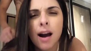 Brunette teen in lingerie films Home porn in doggy pose