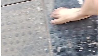 Dirty Feet Walk On The Beach And Show Themselves On The Street