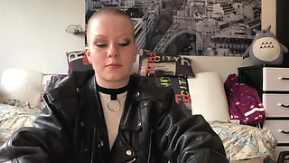 Vilu Vidish in Leather Jacket Swallows Cock