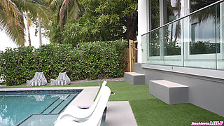 Horny Wives Violet Myers and Raissa Bellini Seduce Young Pool Boy