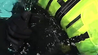 Neoprene Lust: Inflatable Snorkel Vest Pleasure in the Pool