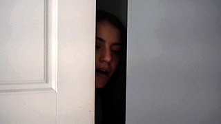 Tiny stepsis teen catches pervert stepbro with her panties