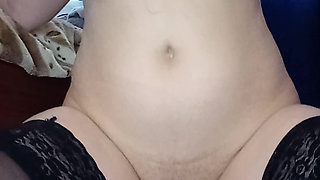 Hot Young Girl Nude in Stockings Fucks Herself with a Dildo in an Amateur Video