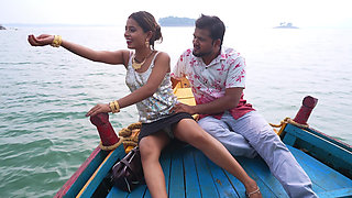 Couple Enjoy in River and Mountain