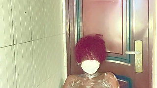 Pregnant woman having her bath