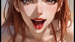 Cute Redhead Bikini Moaning on Beach, Ai Animation