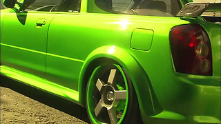 Hot blonde with big boobs hardly fucked on a supercar