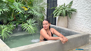 Beautiful Girl in the Pool Invites Me in and Gets Fucked by Roommate
