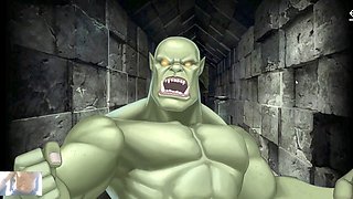 Hot blonde elven babe Studiouwu gets dominated by a massive orc in dungeon escape