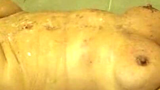 BDSM Spanking and Wax Play with a Submissive, Big-titted Slave