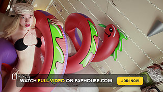 I Seduce My Giant Inflatable Snake in a Black Bikini