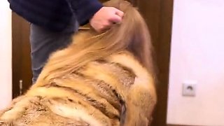 Redhead in Fur Coat: BDSM Anal and Orgasm with Sex Toys