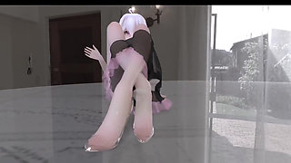 mmd chocolate Cream Black Stockings Dress Butt Plug Anal Beads Erotic Tattoos