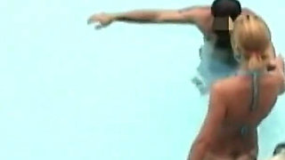 Boy films shameless friends naked in the pool