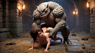 Cave Monster Caught and Fucked Big Tits Woman - Multiple Positions & Anal