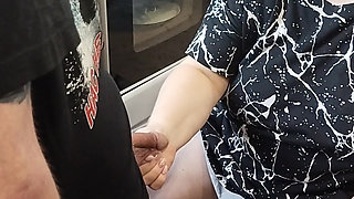 after a deep blowjob, the mother-in-law spat out the sperm