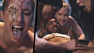 Femdom Reverse Gangbang - Lesbians Possessed by Horny Demons Fucks Black Guy with Multiple Creampies
