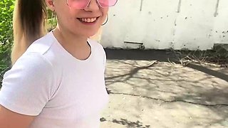 Schoolgirl splattered all over porch, best XXX cum!