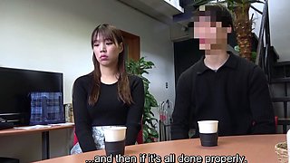 Japanese girlfriend tries out for JAV in front of boyfriend