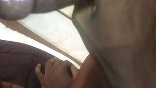 Petite Ebony Teen Student in Hot Sex & Slow Blow Job Close up