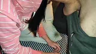 My husband fucks my GF - blowjob, mouthfuck, doggy, cum on tongue, cum swallow, amateur ffm threesome MybestGF