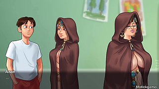 Summertime Saga Sex with Two Hot Sexy MILFs