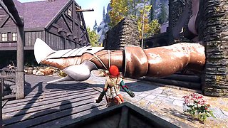 Skyrim mod, giantess feet, muscle girl
