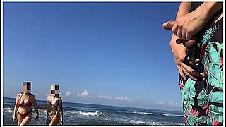 I Take Out My Cock On The Public Beach And The Sexy Girls Want Some Action
