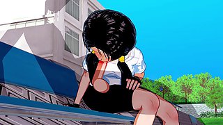 Videl from Dragon Ball Z in a 3D manga adult scene