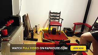 Busty Dominatrix Drenches Bound Slave in Sloppy Golden Shower