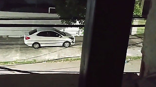 Fucks with Lover in the Car in Front of the House and Comes Back Full of Cum Smiling