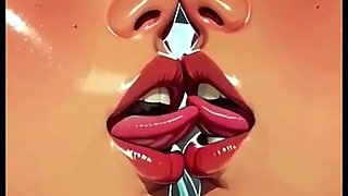 Hot Sexy Lesbians Tongue and Kiss Fetish, Ai Animation